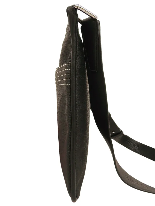 Loewe Repeat Anagram Pattern Shoulder Bag, Black in Black Leather from VINTAGE QOO TOKYO, photo 5 of 11