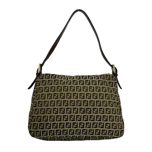 Fendi Zuccchino Canvas Leather Shoulder Bag in Brown Canvas from LuxUness, photo 3 of 10