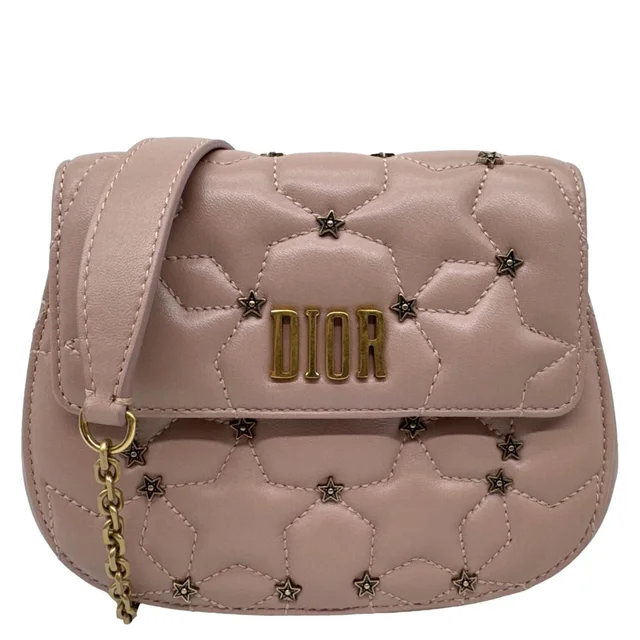 Dior Dio(r)evolution Small Studded Leather Round Chain Clutch Pink in Pink Leather from Dallas Designer Handbags