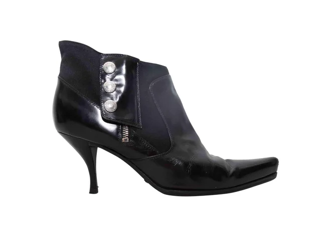 Black Dolce & Gabbana Patent & Suede Pointed-Toe Heeled Booties Size 39 in Black Patent leather from Designer Revival, photo 1 of 1