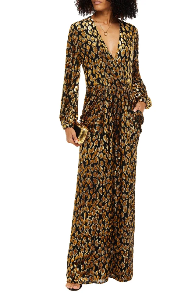 Valentino Garavani Leopard-Print Metallic Fil Coupé Silk Jumpsuit, photo 2 of 4 from THE OUTNET