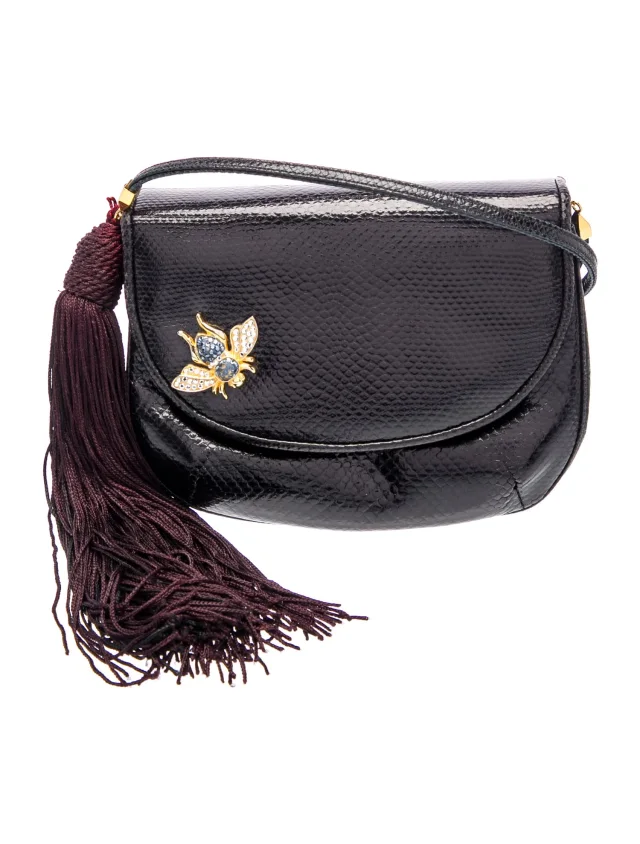Judith Leiber Snakeskin Shoulder Bag in black from The RealReal