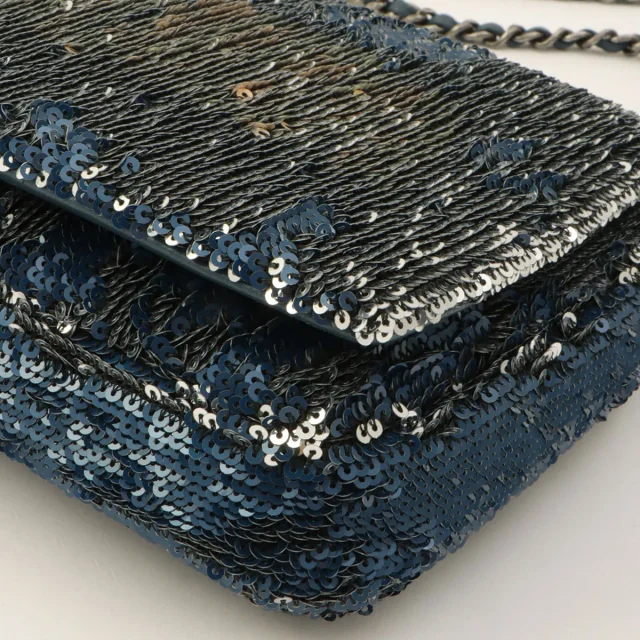 Chanel Sequined Coco Cuba Chain Shoulder Bag, circa 2016, Blue in Blue from VINTAGE QOO TOKYO, photo 8 of 11