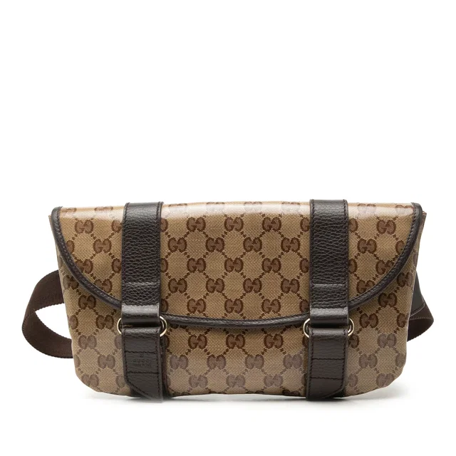 Beige Gucci GG Crystal Belt Bag in Beige Coated canvas from Designer Revival