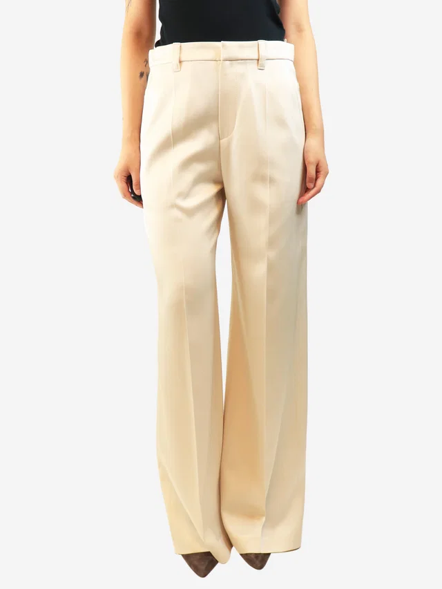 Brunello Cucinelli Cream satin trousers - size UK 10 in White Satin from Sign of the Times