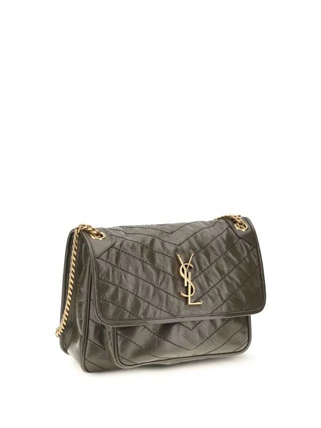 Saint Laurent Niki Shoulder Bag — Gray Calf Leather in Grey Calfskin from HEWI
