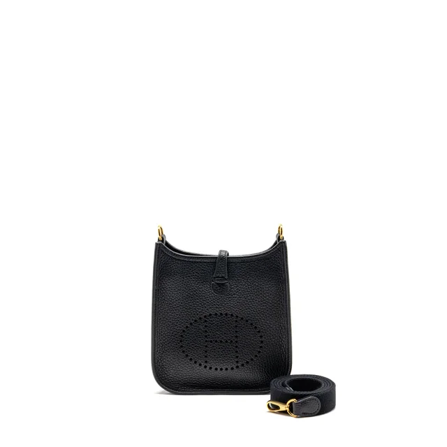 Hermès Mini Evelyne Clemence Black GHW Stamp Z in Black Clemence leather from EMIER