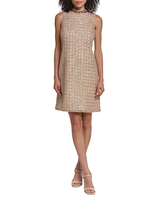 KARL LAGERFELD Metallic Dress in //asset1.ruecdn.com/images/sw/105081/1050813984_RLSW_yellow multi.jpg, image 1 of 1 from Rue La La