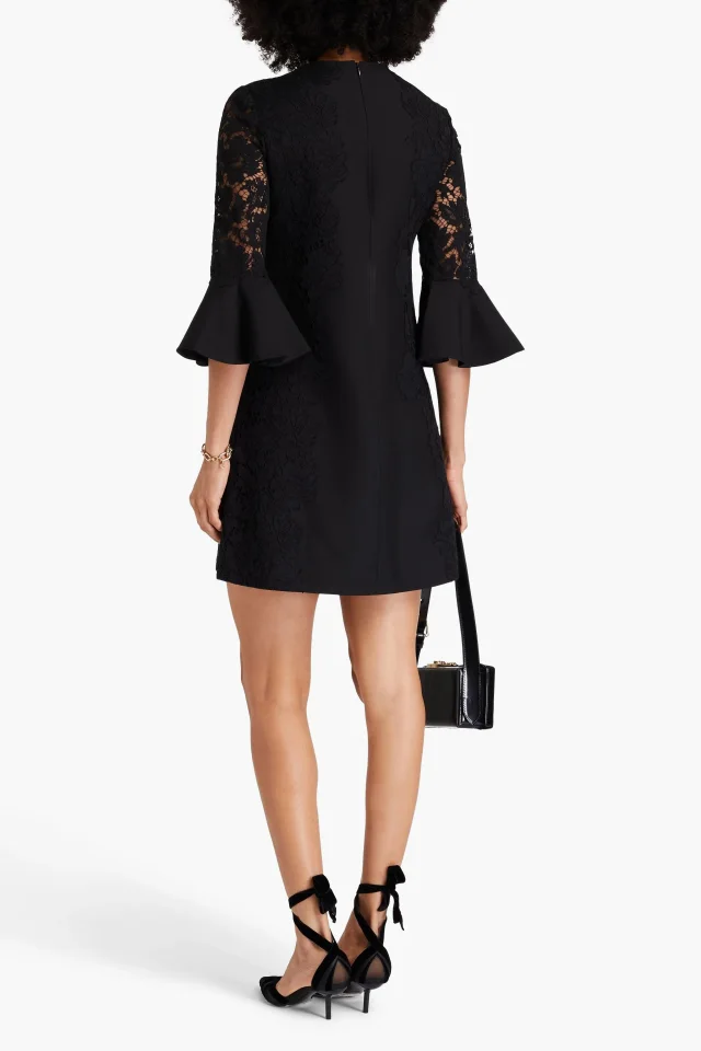 Valentino Garavani Lace-Paneled Wool and Silk-Blend Crepe Mini Dress, photo 3 of 4 from THE OUTNET