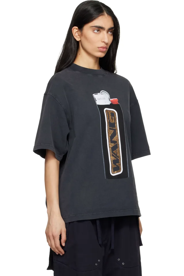 Alexander Wang Black Oversized Graphic T-shirt, photo 2 of 4 from SSENSE
