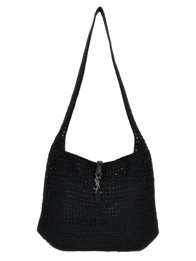 Saint Laurent Le 5 À 7 Midi Shoulder Bag — Black in Black Woven leather from HEWI