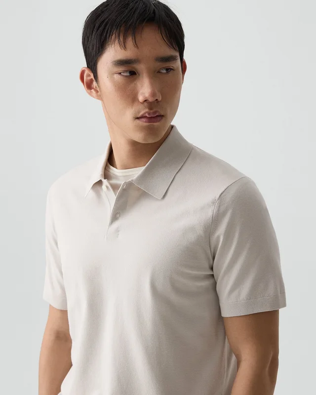 Theory Soris Polo Shirt in Light Bilen in SILVER CLOUD 62% Viscose, 38% Polyester; Exclusive Of Elastic, photo 4 of 12 from Theory
