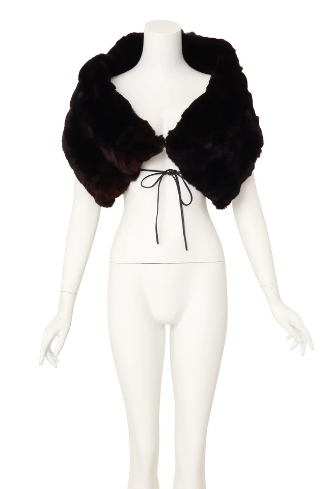 Chanel Harlequin Textured Fur Stole in Leather from Recess LA