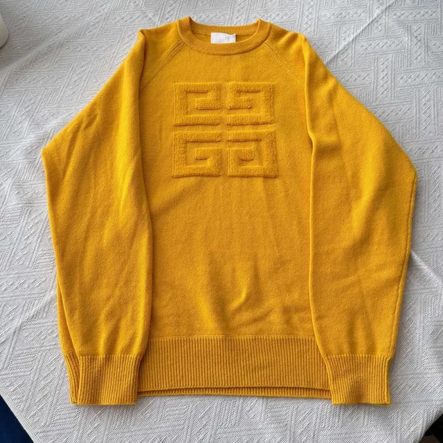 Givenchy Solid Logo Crewneck Cashmere Sweater Yellow Xs in yellow Cashmere from Grailed