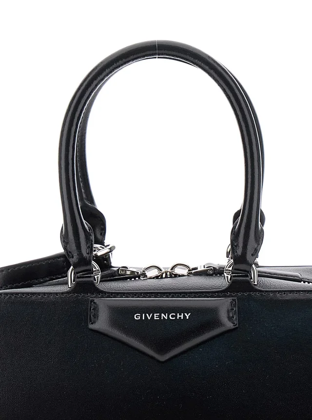 Givenchy 'Antigona East West' Black Small Handbag with Adjustable and Removable Shoulder Strap and Logo Lettering on the Front in Leather Woman in Black 100% Calf, photo 10 of 14 from Gaudenzi Boutique
