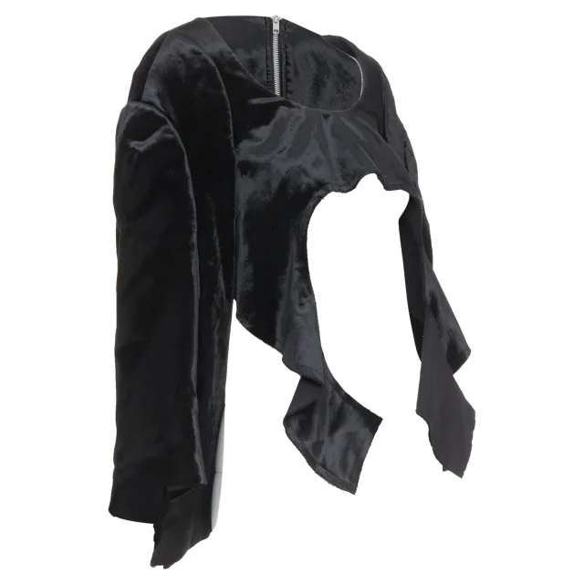 Comme des Garcons velvet multi sleeves cut out crop top in black, photo 3 of 6 from ShopSimon