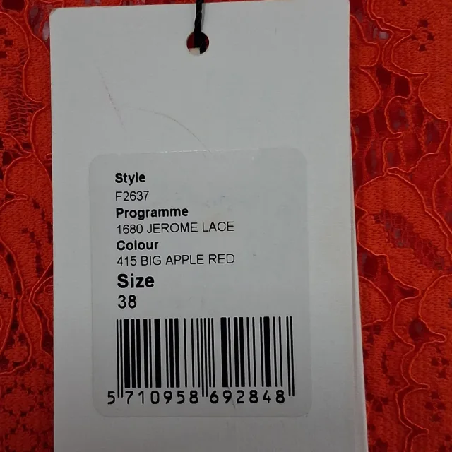 GANNI Lace Detailed Midi Dress in Red Polyester in Red, photo 5 of 6 from ShopSimon
