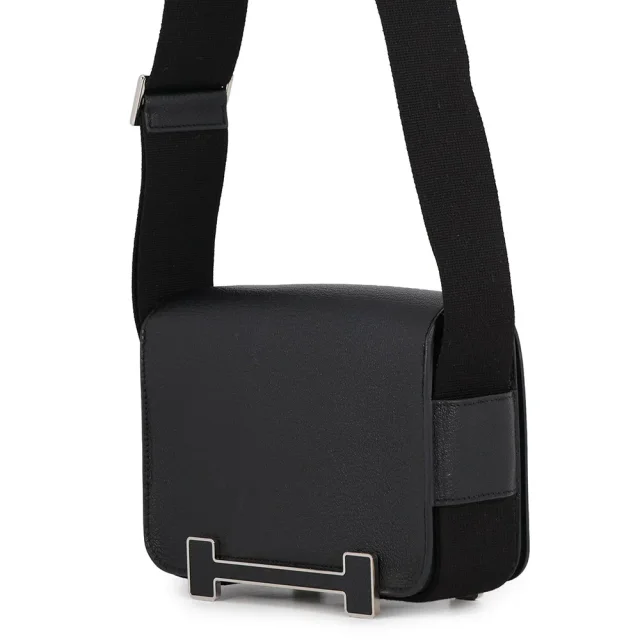 Hermès Geta Black Chevre Myzore Goatskin in Black Goatskin from GALLERY RARE, photo 2 of 17