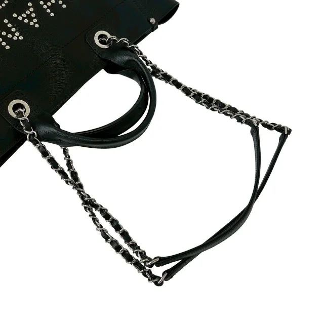 Chanel Deauville Caviar Leather 2way Tote Bag in Black Calfskin from LuxUness, photo 4 of 10