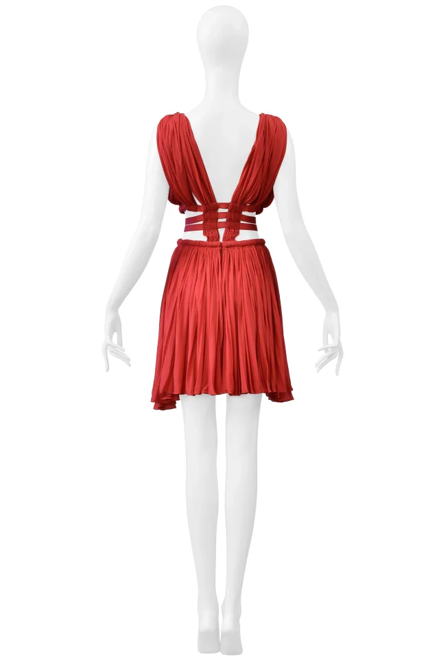 Alaïa Red Jersey Goddess Mini Dress 2004 in Red from Resurrection Vintage, photo 8 of 8