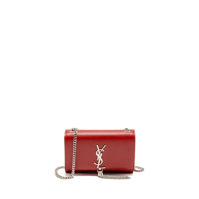 Saint Laurent Small Tassel Kate Bag Calfskin Red SHW in Red Calfskin from EMIER