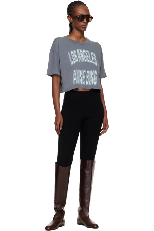 ANINE BING Gray Johnny Cropped T-shirt, photo 4 of 4 from SSENSE