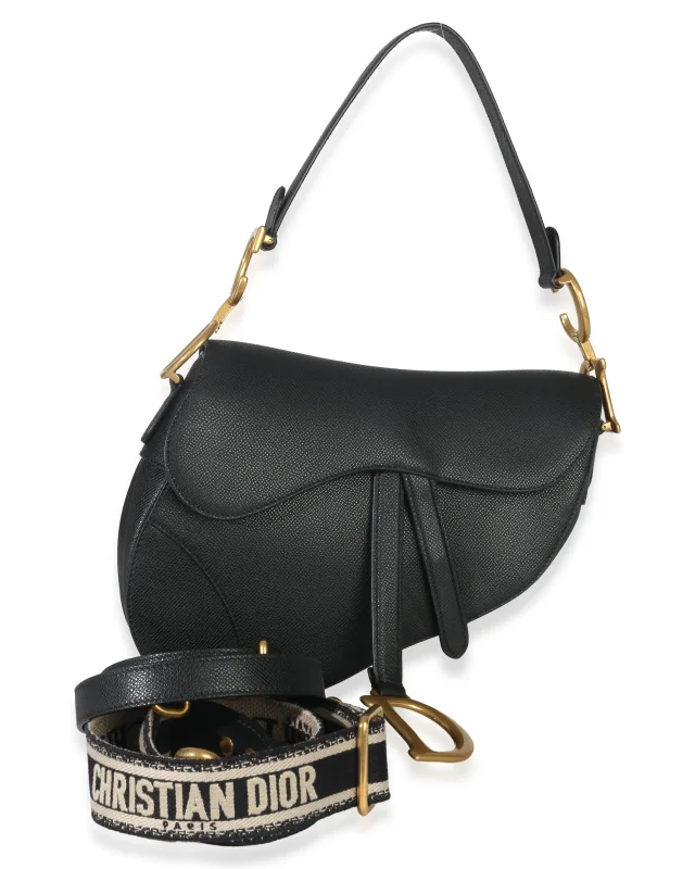 Dior Grained Leather Medium Saddle Bag in Black Caviar leather from Season 2 Consign, photo 2 of 11