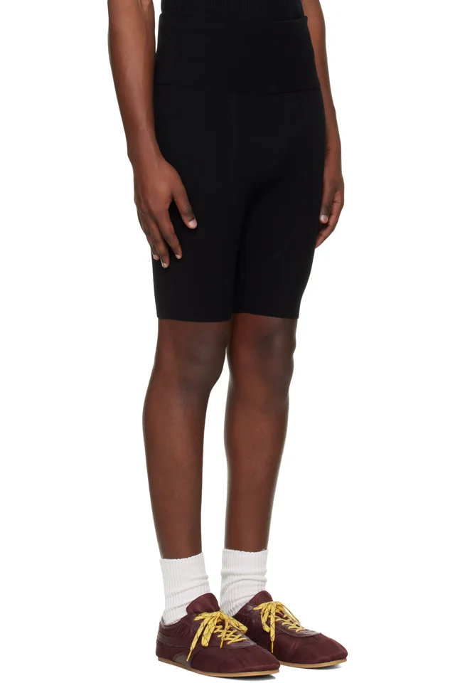 Dries Van Noten Black Rib Knit Biker Shorts, photo 2 of 4 from SSENSE