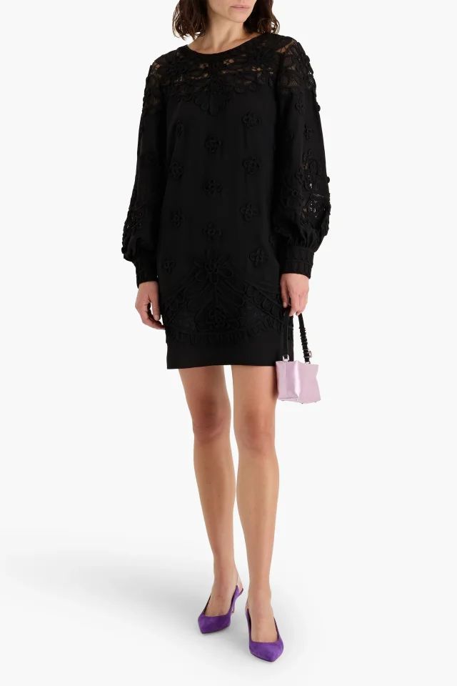 Carolina Herrera Floral-Appliquéd Tulle and Crepe Mini Dress, photo 2 of 4 from THE OUTNET