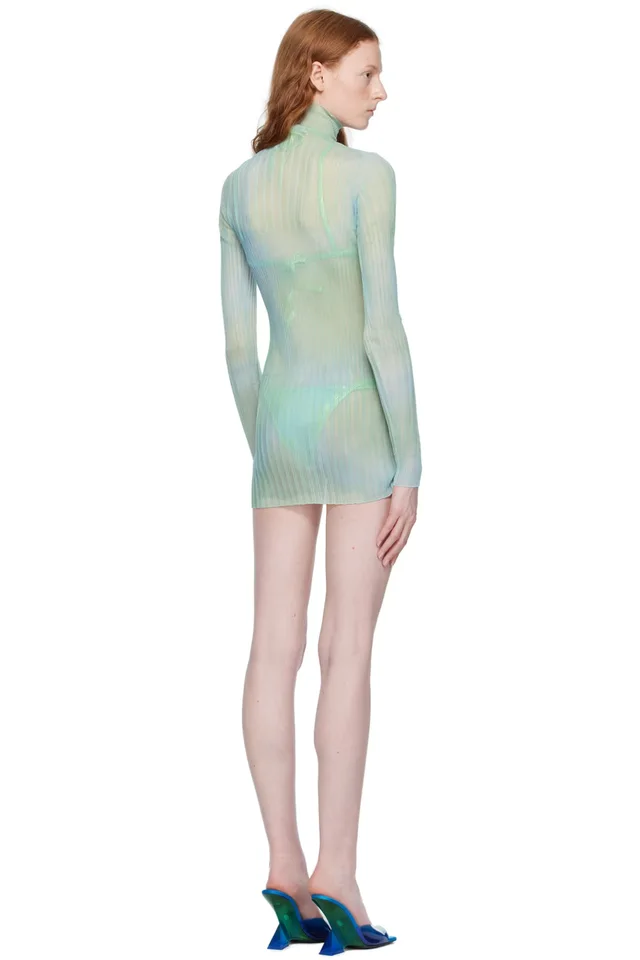 Off-White Blue Tie-Dye Minidress, photo 3 of 4 from SSENSE