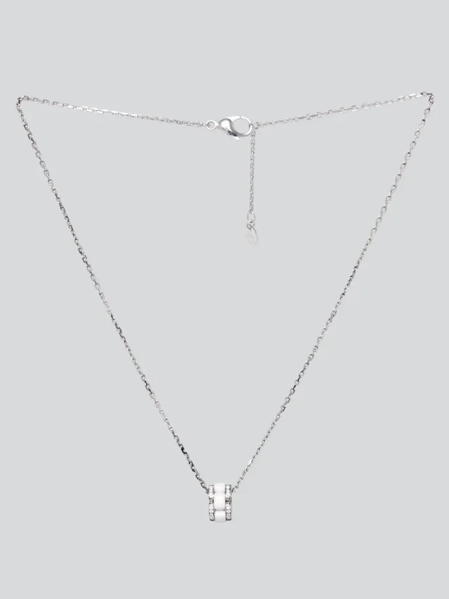 Chanel 18k White Gold Ceramic and Diamond Ultra Pendant Necklace in White Ceramic from Yoogis, photo 3 of 6