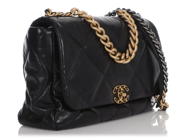 Chanel Maxi Black Quilted Goatskin 19 Flap in Black Goatskin from Ann's Fabulous Finds, photo 6 of 10