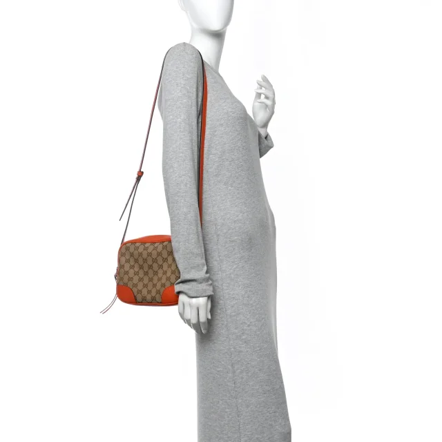 Gucci Monogram Dollar Calfskin Mini Bree Messenger Bag Beige Ebony Sun Orange in Beige Calfskin from FASHIONPHILE, photo 2 of 13
