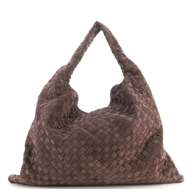 Bottega Veneta Hop Hobo Intrecciato Suede Large in red|brown Suede from Rebag