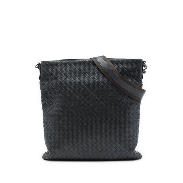 Grey Bottega Veneta Nappa Intrecciato VN Crossbody in Grey Nappa leather from Designer Revival