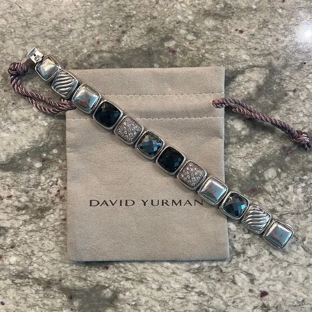 David Yurman One-Row Diamond Chiclet Bracelet in silver|gray|black from Poshmark