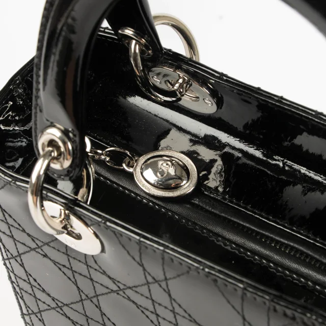 Flat Cannage Medium Lady Dior Bag in Black Patent leather from Labellov, photo 4 of 8