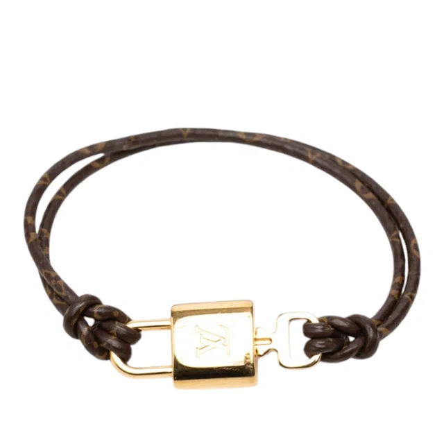 Brown Louis Vuitton Monogram LV Padlock Bracelet 17 in Brown Coated canvas from Designer Revival