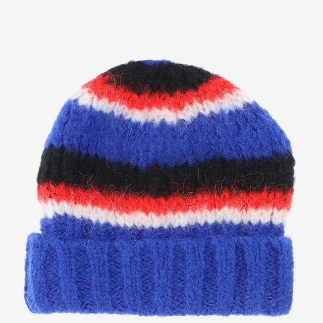 Saint Laurent 668769 Striped Alpaca-Wool Beanie — Blue Beanies in Blue Wool from HEWI