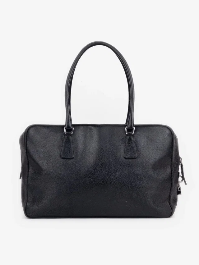 Prada 2000s Bauletto Box Leather Handbag in black Box leather from Grailed