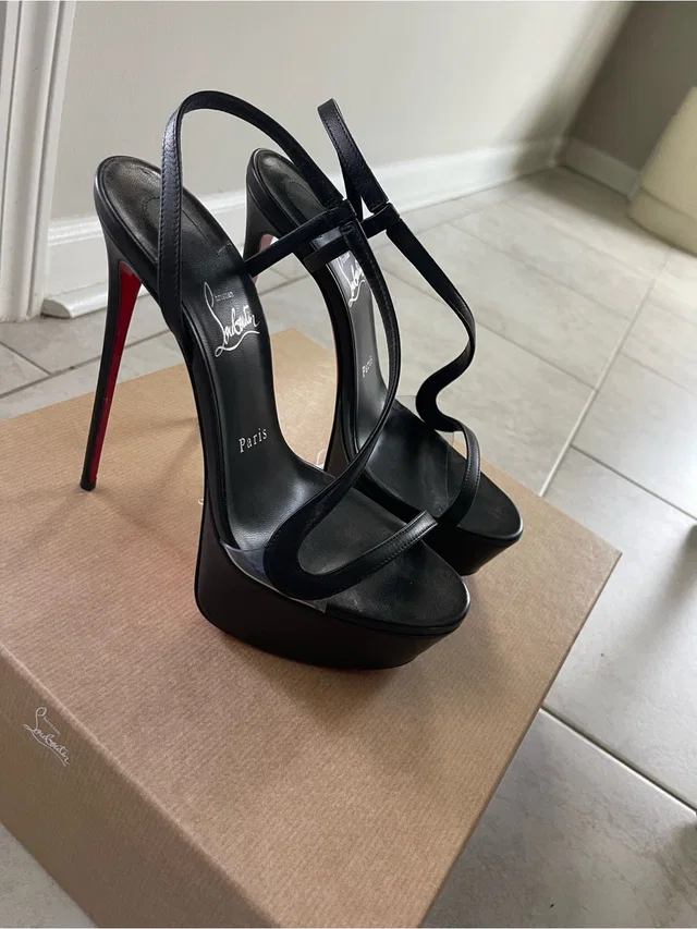 Christian Louboutin 150mm Rosalie Platform Slingback Sandals in black Leather from Poshmark
