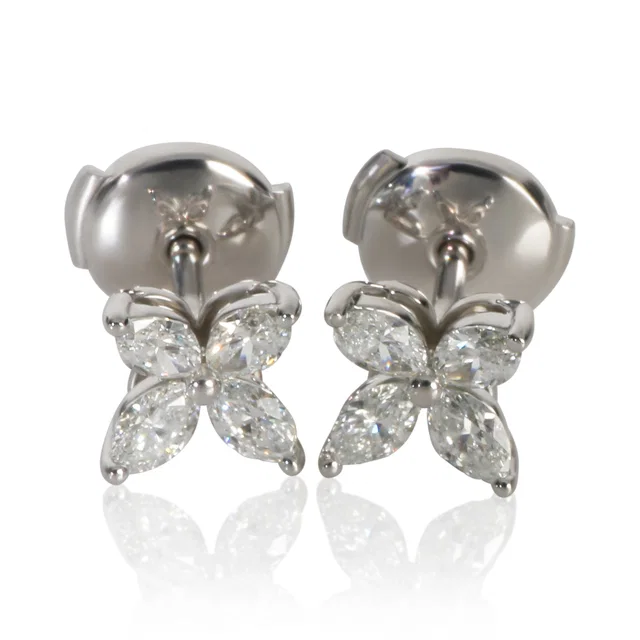 Tiffany & Co. Platinum Diamond Small Model Victoria Earrings 950 from HEWI