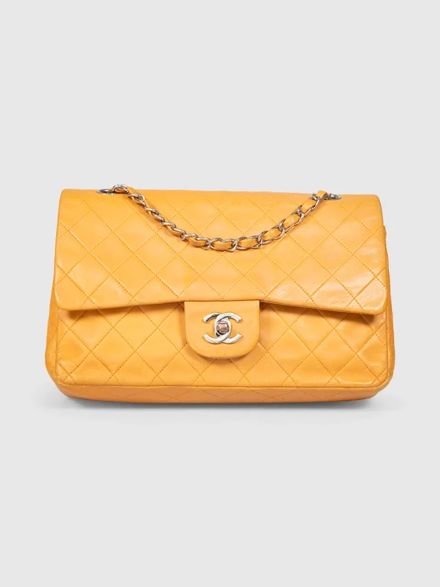Chanel Vintage 1997-1999 Mustard Leather Double Flap from Csd
