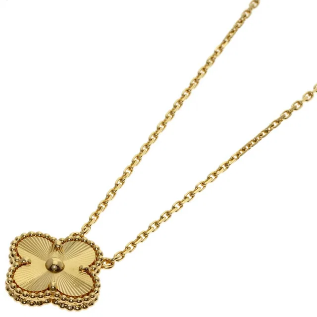Van Cleef & Arpels Vintage Alhambra Guilloche Necklace 18k Yellow Gold in Yellow from The Reluxe