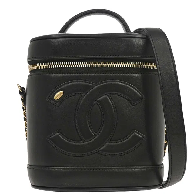 Chanel 2019 Black Lambskin Vanity 2way Shoulder Handbag in Black Lambskin from AMORE Vintage Tokyo