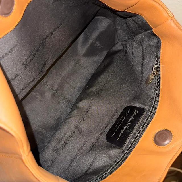 Ferragamo Women's Shoulder bags - Tan/Brown in brown|red|neutral Leather from Depop, photo 4 of 7