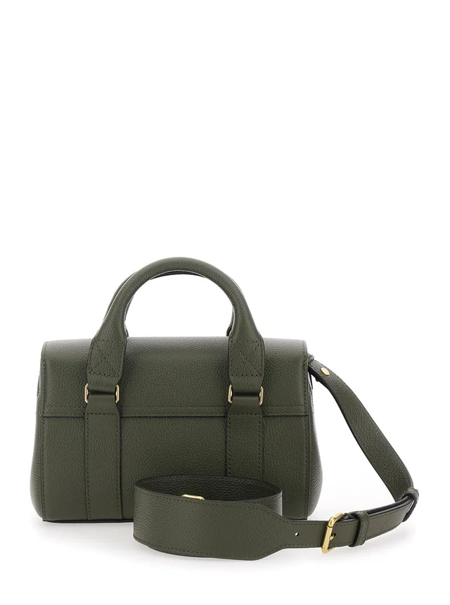 Mulberry 'Bayswater Mini' Green Handbag with Clasp Closure in Grained Leather for Women in Green 100% Calf, photo 8 of 12 from Gaudenzi Boutique
