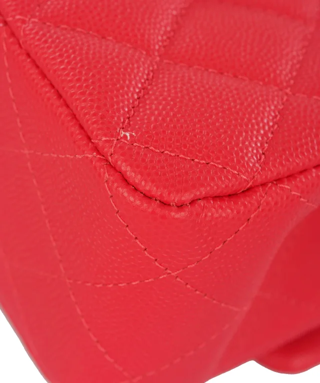 Chanel Vibrant Red Quilted Caviar Leather Classic Double Flap Bag in Red Caviar leather from Luxury Promise, photo 10 of 13
