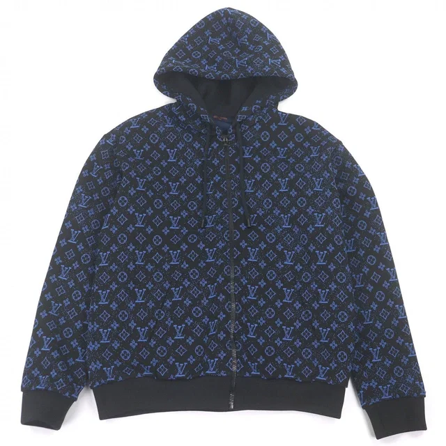 Louis Vuitton Monogram Zip Sle Hoodie Black Blue in Black from The Reluxe