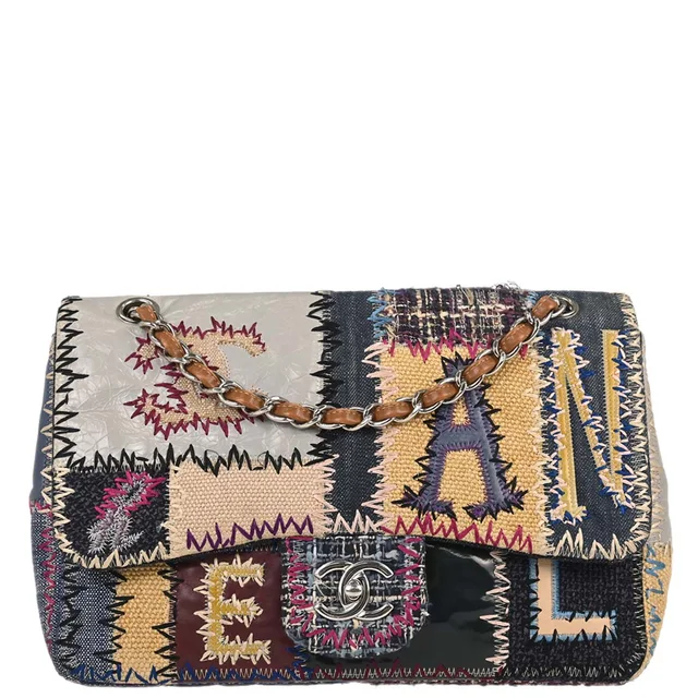 Chanel 2012 Beige Tweed Patchwork Jumbo Shoulder Bag in Beige Tweed from AMORE Vintage Tokyo